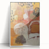 Art deco poster featuring a stylized fall tree with orange and red leaves on a white acrylic framed print.