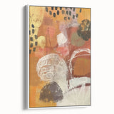 Vintage poster art featuring an autumnal scene with colorful foliage on a black background, framed canvas.