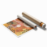 Extra large rolled print featuring a detailed floral design in warm autumn hues, ideal for classy bathroom wall art.