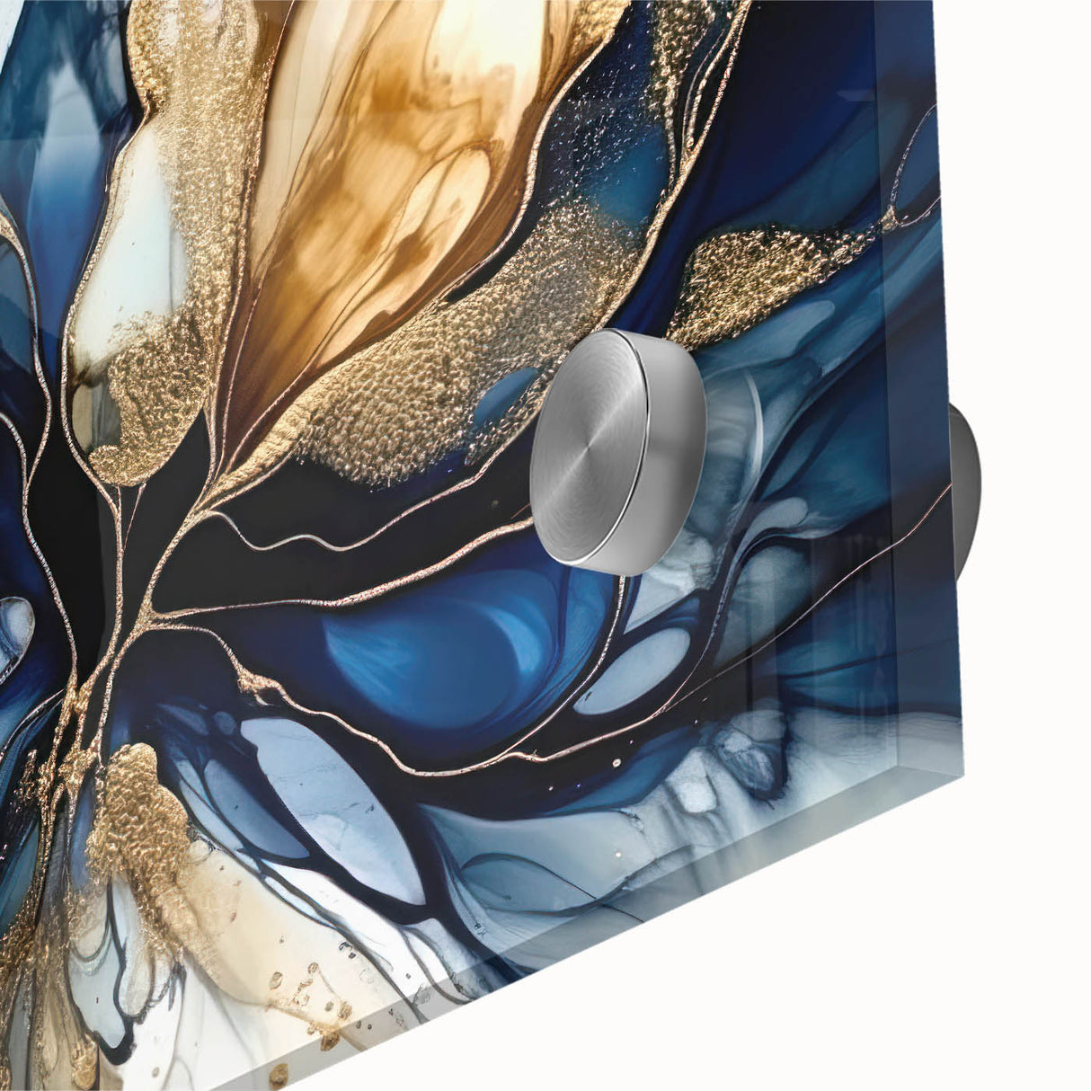 Luxury Fluid Abstract Wall Art – Navy & Gold Modern Print