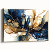 Luxury Fluid Abstract Wall Art – Navy & Gold Modern Print