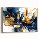 Luxury Fluid Abstract Wall Art – Navy & Gold Modern Print