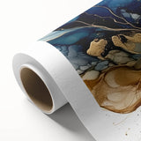 Luxury Fluid Abstract Wall Art – Navy & Gold Modern Print