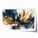 Luxury Fluid Abstract Wall Art – Navy & Gold Modern Print
