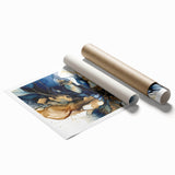 Luxury Fluid Abstract Wall Art – Navy & Gold Modern Print