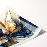 Luxury Fluid Abstract Wall Art – Navy & Gold Modern Print