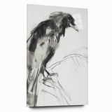 Abstract figurative acrylic artwork showcasing vibrant colors and fluid shapes, displayed in a side view on glass, enhancing modern decor aesthetics.