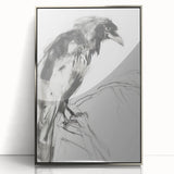 Framed acrylic artwork showcasing an abstract figurative design in silver tones, highlighting elegant curves and shapes, perfect for modern home décor.