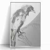 Abstract figurative art print framed in white, showcasing vibrant colors and dynamic shapes, ideal for modern home decor or art enthusiasts.