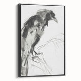 Abstract figurative art canvas framed in a sleek black frame, showcasing bold colors and intricate patterns, ideal for modern home decor and artistic expression.