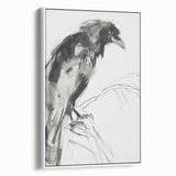 Abstract figurative wall art on a white-framed canvas, showcasing dynamic colors and shapes, ideal for modern home decor and artistic expression.