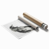 Abstract figurative rolled print showcasing vibrant colors and fluid shapes, designed to enhance modern interiors, packaged securely in a protective tube.