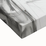 Close-up of a vibrant abstract figurative stretched canvas artwork, showcasing intricate brush strokes and rich colors, perfect for modern home decor.