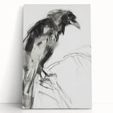 Abstract figurative art on a stretched canvas, showcasing bold colors and dynamic shapes, leaning against a white wall, ideal for modern home decor.