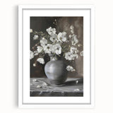 Abstract floral design framed in white matting, showcasing vibrant colors and intricate details, ideal for modern home decor and art enthusiasts.