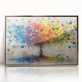 Framed acrylic wall art featuring abstract floral designs in vibrant colors with gold accents, perfect for modern home decor and stylish interior aesthetics.