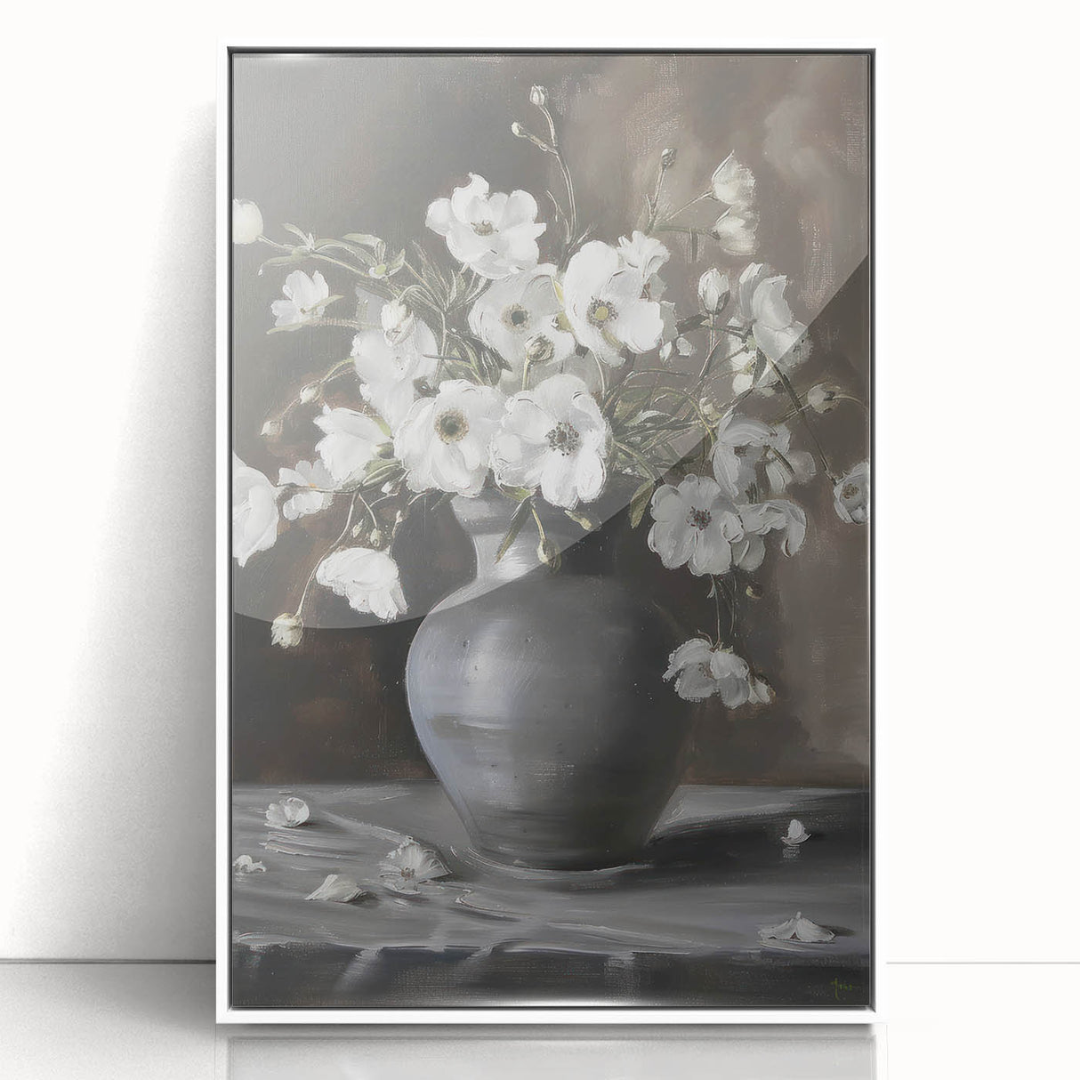 Framed acrylic artwork showcasing vibrant abstract floral designs in hues of pink, yellow, and blue, set against a sleek white background, perfect for modern home decor.