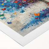 Abstract floral design on rolled canvas showcasing vibrant colors and intricate patterns, elegantly packaged in a protective cardboard tube for easy display. Perfect for home decor enthusiasts seeking a modern artistic touch.