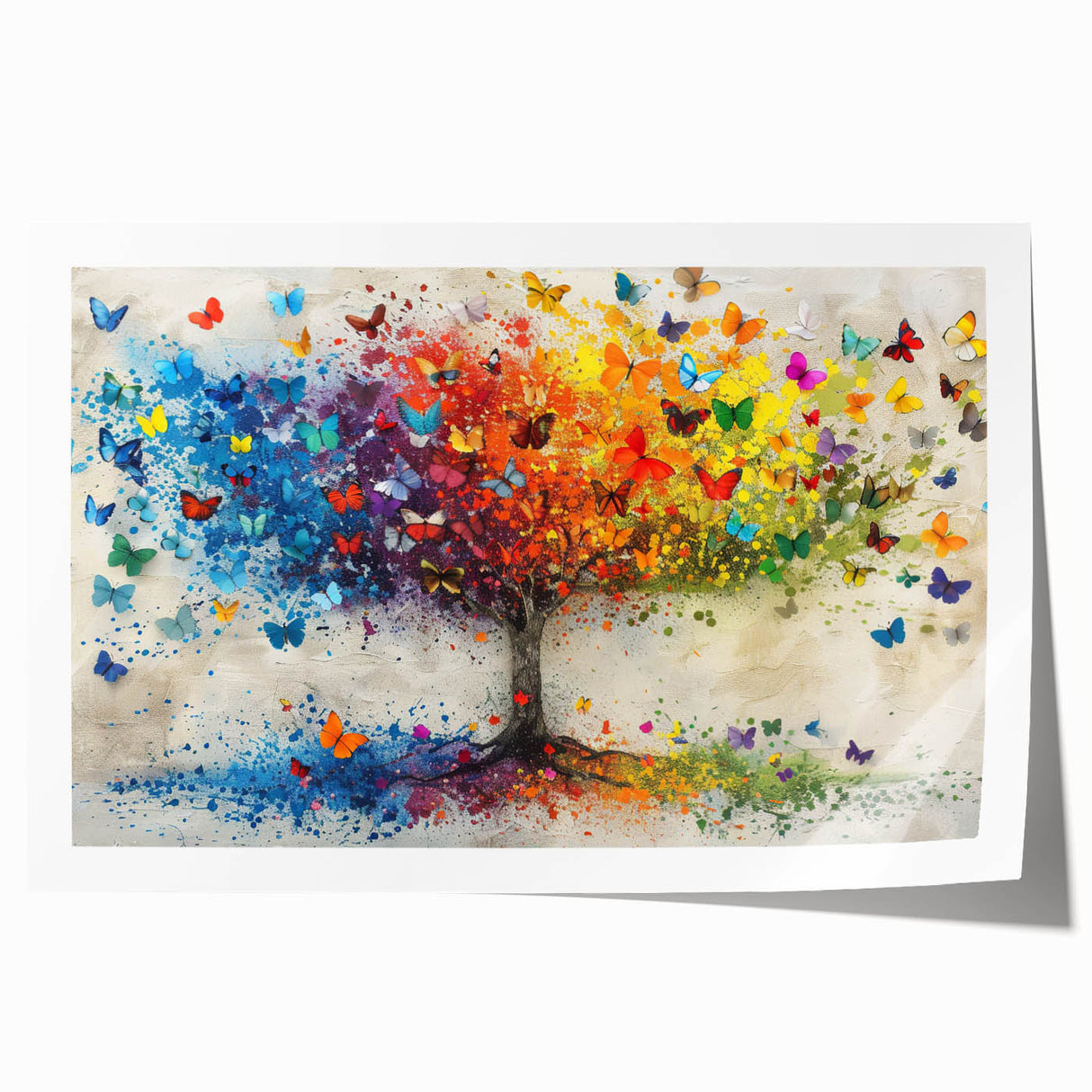 Abstract floral rolled print showcasing vibrant colors and intricate patterns, designed for modern home decor. Perfect for adding a touch of elegance to any room.