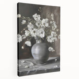 Abstract floral canvas art in vibrant colors, showcasing a side view of the stretched canvas with a textured finish, perfect for modern home decor accents.