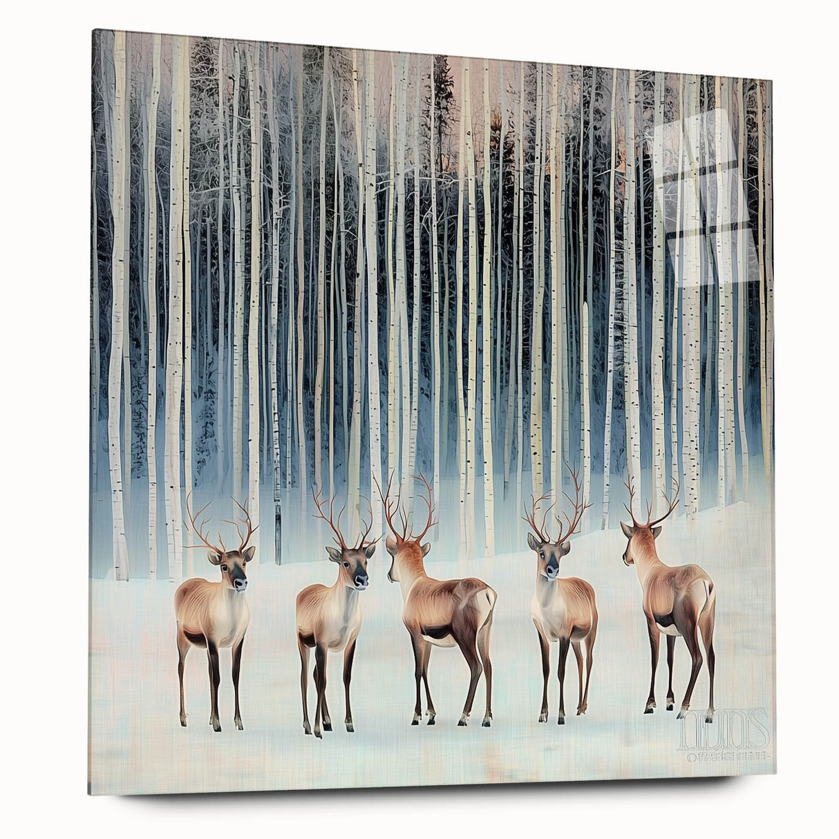Abstract landscape artwork on acrylic glass, showcasing vibrant colors and fluid shapes, ideal for modern home decor. Side view highlights its stunning depth and clarity, perfect for enhancing any interior space.