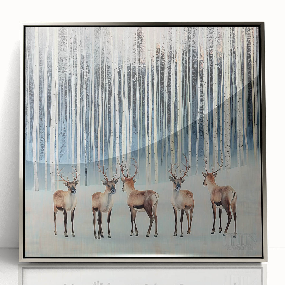 Framed abstract landscape artwork with silver accents, showcasing vibrant colors and dynamic shapes, perfect for modern home decor. Ideal for enhancing living spaces.