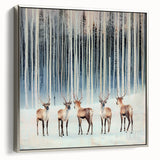 Framed abstract landscape canvas artwork with a silver frame, showcasing a serene blend of blues and greens, perfect for modern home decor. Ideal for enhancing living spaces with a touch of sophistication and artistic flair.