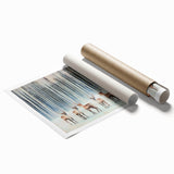 Abstract landscape print showcasing vibrant colors and fluid shapes, rolled and ready for display. Perfect for modern home decor, adding artistic flair to any space.