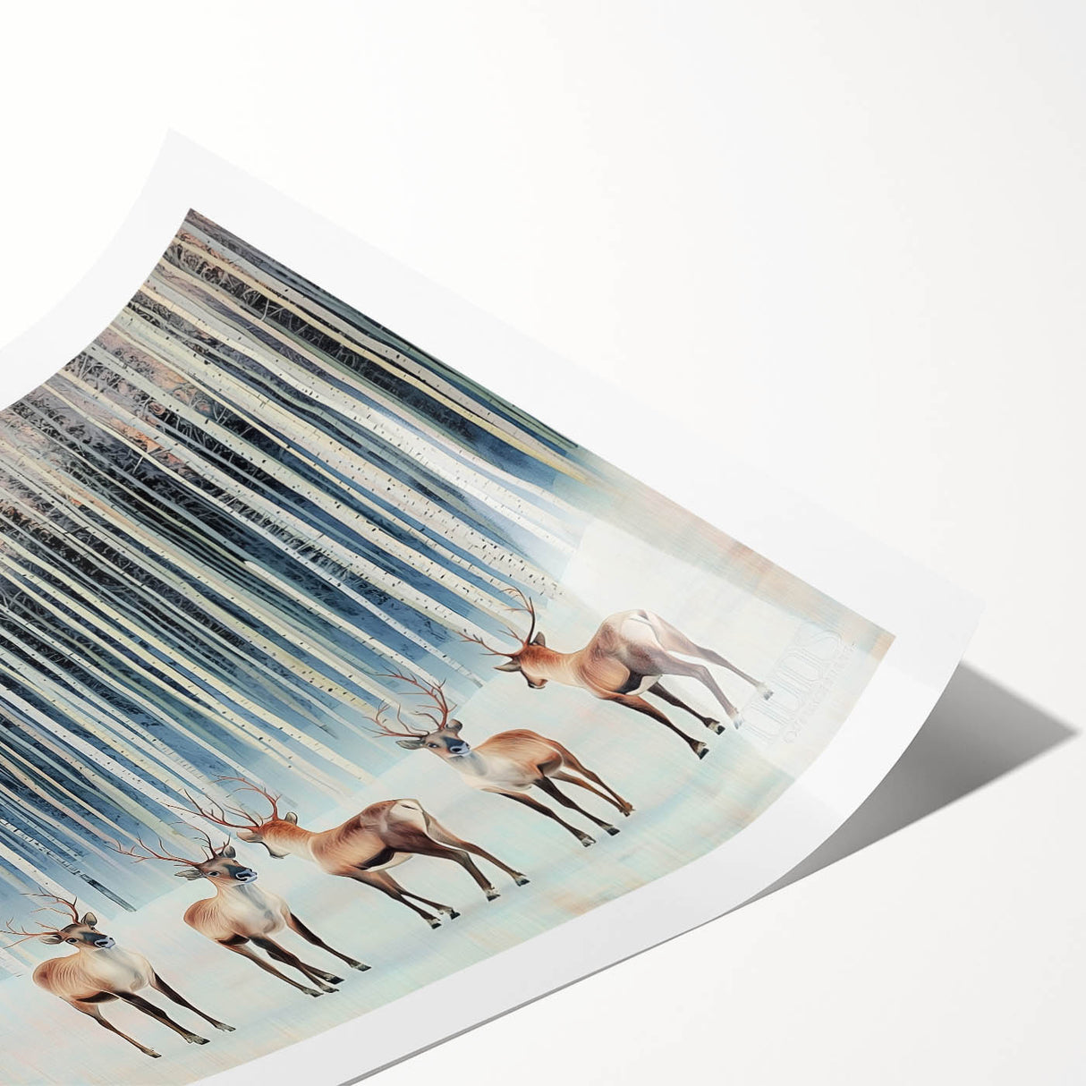 Abstract landscape rolled print featuring soft pastel colors, depicting a serene sky and flowing hills, elegantly packaged in a protective cardboard tube for easy display.