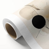 Abstract minimalist wall art design on rolled canvas, showcasing soft pastel colors and geometric shapes, perfect for modern home decor. The art piece is elegantly packaged in a durable cardboard tube for safe shipping.