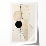 Abstract minimalist wall art print showcasing soft pastel colors and geometric shapes, elegantly rolled and ready for display in a stylish living space.