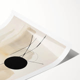 Abstract minimalist wall art print featuring soft pastel colors and geometric shapes, elegantly rolled and packaged in a protective cardboard tube for safe delivery.