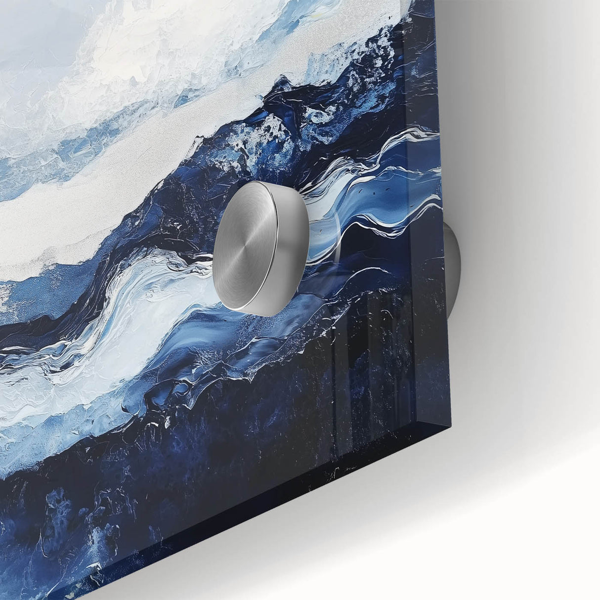 Stormy Modern Abstract Wall Art – Navy and White Canvas Print