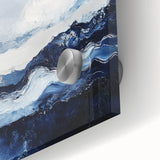 Stormy Modern Abstract Wall Art – Navy and White Canvas Print