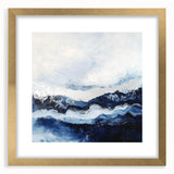 Stormy Modern Abstract Wall Art – Navy and White Canvas Print