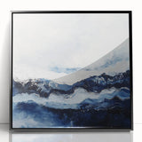 Stormy Modern Abstract Wall Art – Navy and White Canvas Print