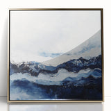 Stormy Modern Abstract Wall Art – Navy and White Canvas Print
