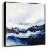 Stormy Modern Abstract Wall Art – Navy and White Canvas Print