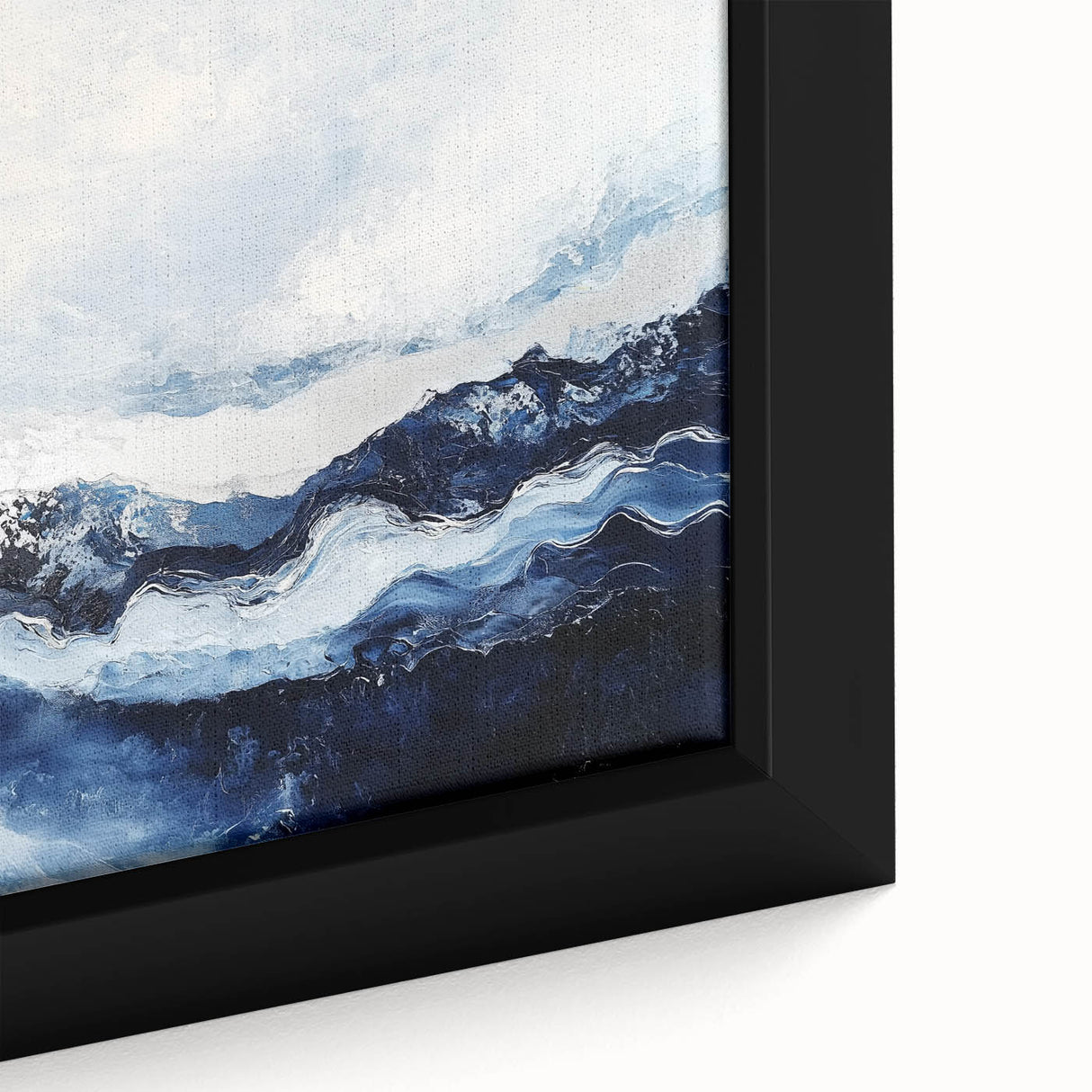 Stormy Modern Abstract Wall Art – Navy and White Canvas Print