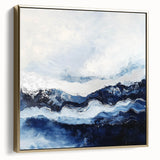 Stormy Modern Abstract Wall Art – Navy and White Canvas Print