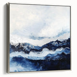 Stormy Modern Abstract Wall Art – Navy and White Canvas Print