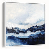 Stormy Modern Abstract Wall Art – Navy and White Canvas Print