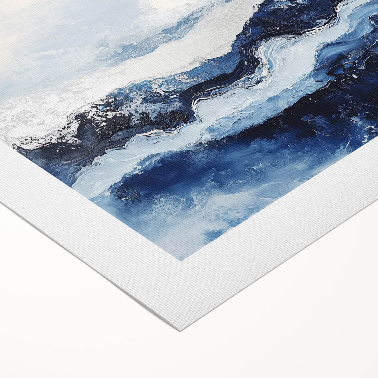 Stormy Modern Abstract Wall Art – Navy and White Canvas Print