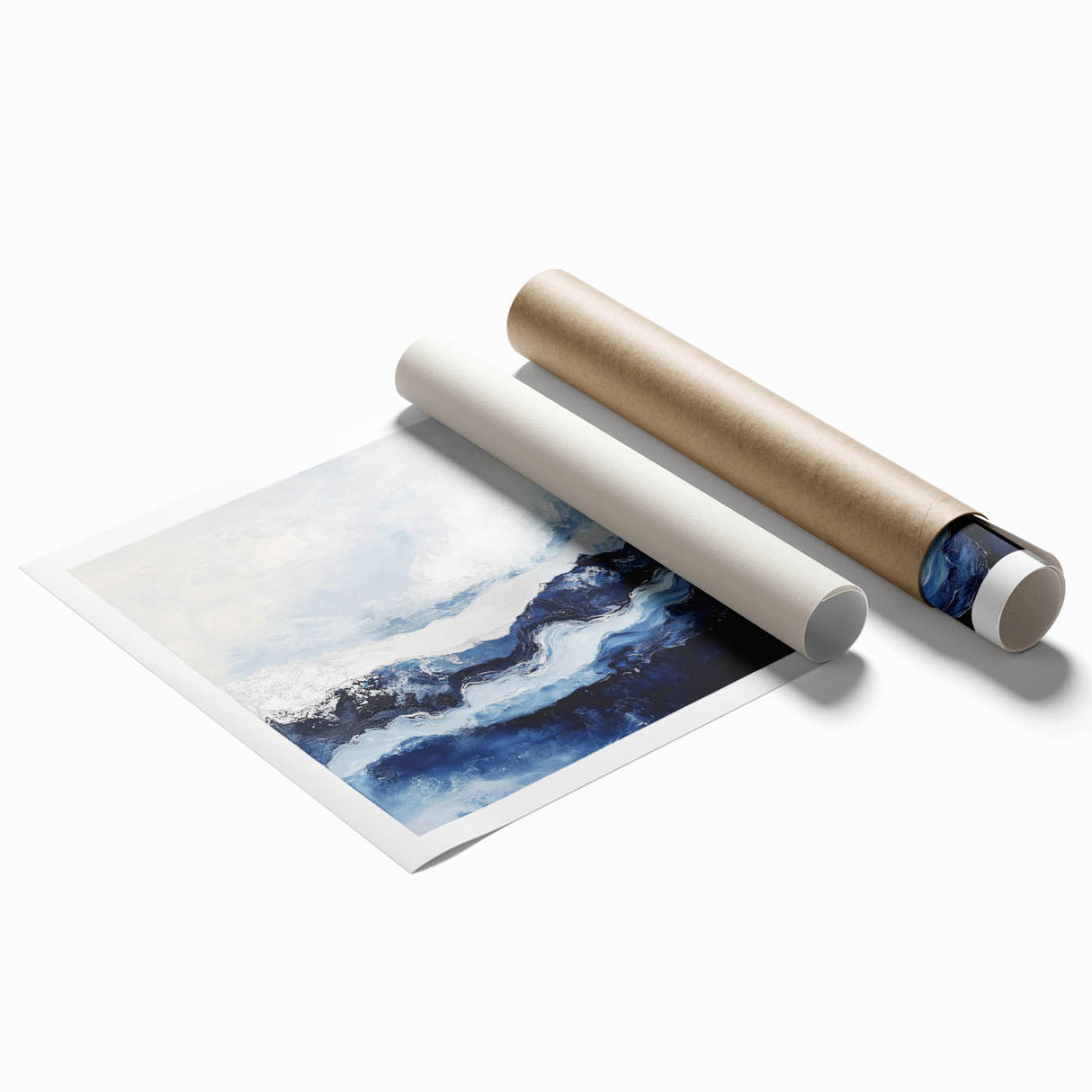 Stormy Modern Abstract Wall Art – Navy and White Canvas Print