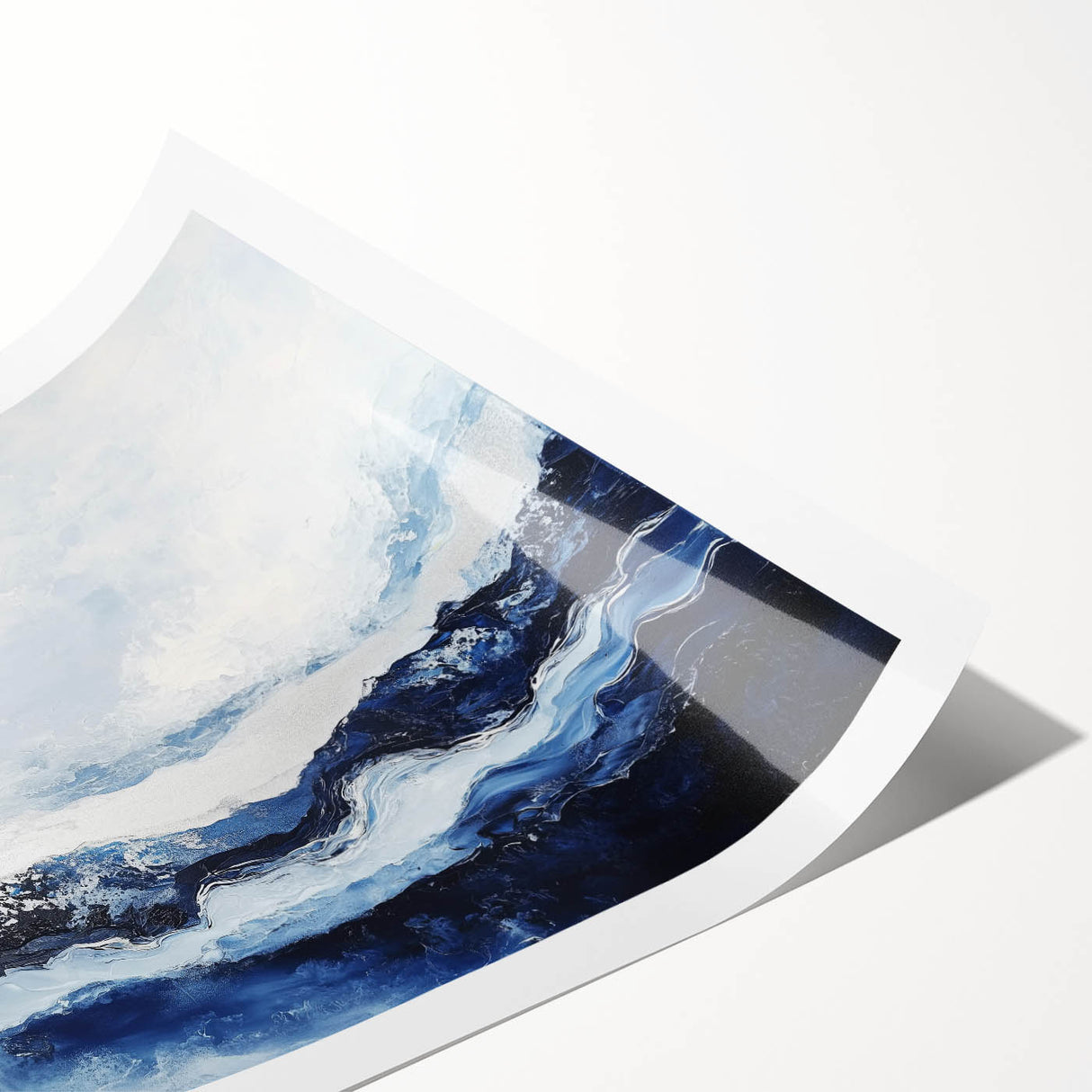 Stormy Modern Abstract Wall Art – Navy and White Canvas Print
