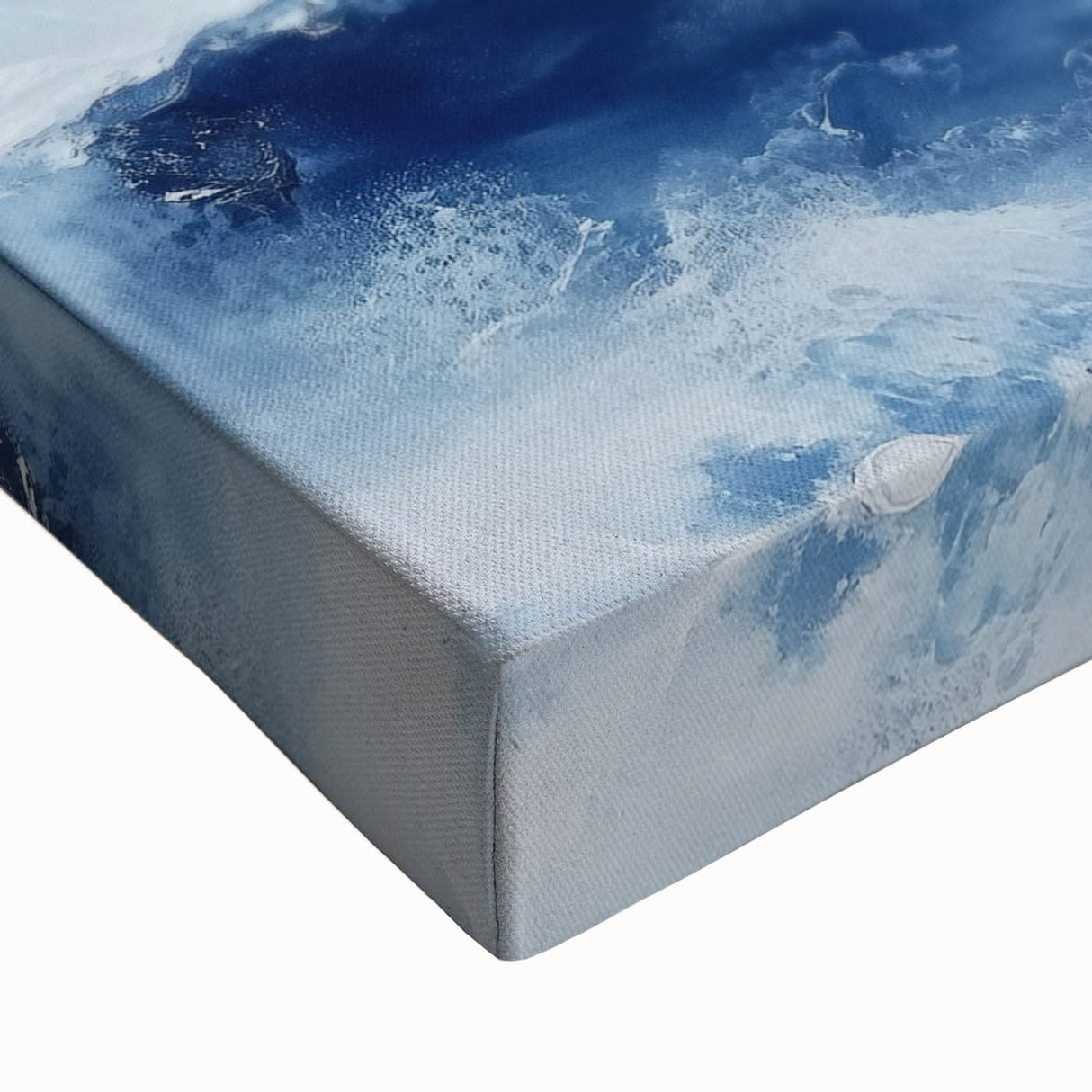 Stormy Modern Abstract Wall Art – Navy and White Canvas Print