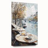 Large abstract wall art on acrylic glass featuring swirling blue and gray tones, ideal for bedroom or dining room decor.