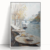 Art deco poster featuring a stylized cocktail glass in vibrant teal and pink tones on a framed acrylic.