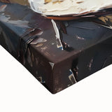 Large art depicting a black and white landscape painting on stretched canvas, suited for bedroom wall decor.