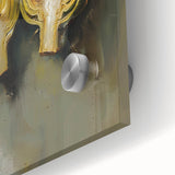 Large abstract wall art featuring assorted fruits in vibrant colors on acrylic glass, ideal for dining room decor.